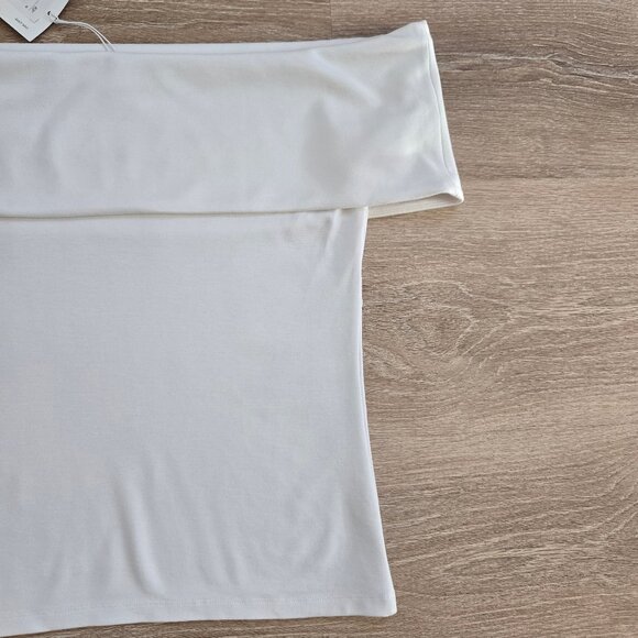 COS Women's Off-The-Shoulder Jersey Top White Medium New With Tags MSRP $69 - Picture 8 of 16